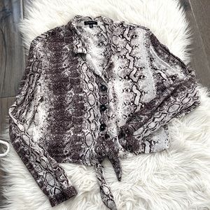 Tie front animal print dynamite top